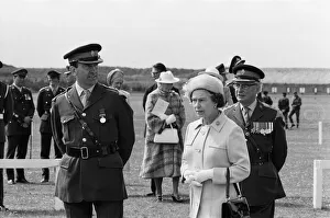 Queen Elizabeth II visits Altcar Training Camp in Hightown, Merseyside. 29th June 1985