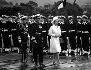 Queen Elizabeth II visits Britannia Royal Naval College, Dartmouth. 31st July 1972