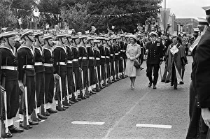 Flags Prints: Queen Elizabeth II visits Hartlepool Town Centre during her Silver Jubilee tour