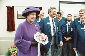 00935 Prints: Queen Elizabeth II visits Huddersfield to open a rugby club. 30th November 1990