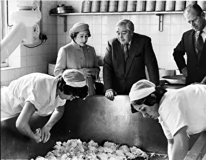 Visits Prints: Queen Elizabeth II visits Mollington Grange Cheese Farm, Mollington, Chester