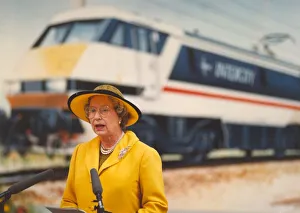 Queen Elizabeth II visits Newcastle Central Station as part of a 12-stop tour to mark