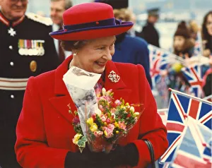 Queen Elizabeth II visits the North East to officially open the Blaydon Bridge