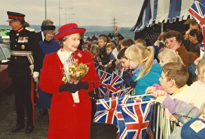 Queen Elizabeth II visits the North East to officially open the Blaydon Bridge
