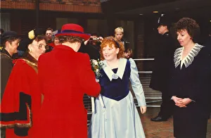 00090 Prints: Queen Elizabeth II visits the North East - is presented a posy from Claire Kelly