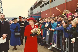 Queen Elizabeth II visits the North East - at Swan Hunter Shipyard to launch the James