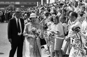 Flags Prints: Queen Elizabeth II visits Port Sunlight as part of its 100th birthday celebrations