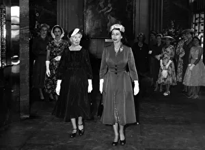 Queen Elizabeth II visits Shakespeare Memorial theatre, she is pictured with Lady Iliffe