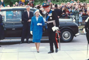 Queen Elizabeth II visits the town of Bedlington in Northumberland 26th June 1993