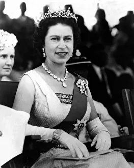 Commonwealth Prints: Queen Elizabeth II watches the Devil Dancers on the second day of her trip to Sierra