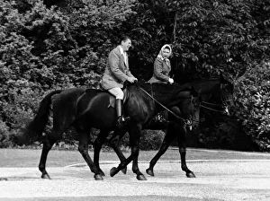 Queen Elizabeth June 1982 with American President Ronald Regan on State Visit to Britain