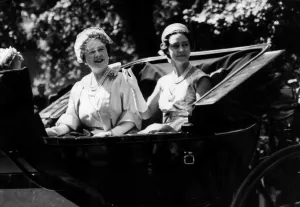 00168 Prints: Queen Elizabeth (now Queen Mother) and Princess Margaret at Trooping the colour