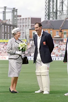 Cricket Ground Prints: Queen Elizabeth opens The Ken Barrington Stand at The Oval Cricket Ground