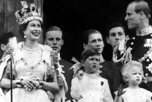 Queen Elizabeth and Prince Philip on the balcony of Buckingham palace on Coronation Day
