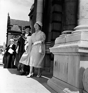 Queen Elizabeth The Queen Mother arrives at the premises of Christy and Co Ltd hatters