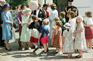 Flags Prints: Queen Elizabeth The Queen Mother celebrates her 95th birthday at Clarence House