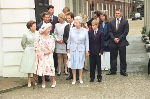 Birthdays Prints: Queen Elizabeth The Queen Mother celebrates her 97th birthday with other members of