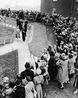 00442 Prints: Queen Elizabeth the Queen Mother cheered by crowds gathered outside the Great Colmore