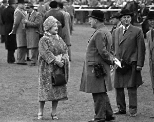 00167 Prints: Queen Elizabeth the Queen Mother March 1962 at Cheltenham racecourse in 1962