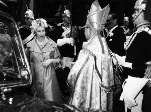Gibraltar Prints: Queen Elizabeth and the Right Reverend Stanley Eley Bishop of Gibraltar