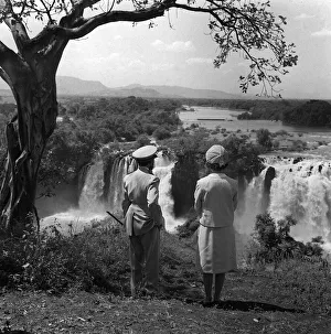Waterfall Prints: Queen Elizabeth at Tissisal Falls in Ethiopia with King Haile Selassie 8th January