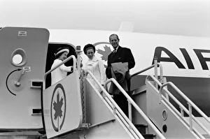 01375 Prints: The Queen, followed by Princess Anne and The Duke of Edinburgh boarding the plane for a