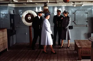 Falklands Prints: Queen greets Prince Andrew on return from Falklands 1982 with Prince Philip