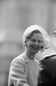 Queen Margrethe of Denmark, arrives by boat at Greenwich to start her State Visit