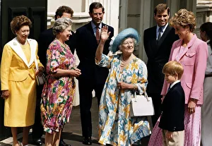Queen Mother celebrates her 92nd birthday at Clarence House with family members Queen