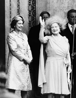 Queen Mother with daughter Queen Elizabeth British Monarch attending a thanksgiving