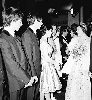 Queen Mother meets The Beatles at Royal Variety Performance at The Prince of Wales