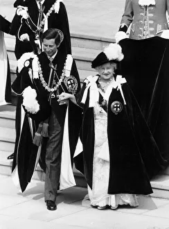 Queen Mother with Prince Charles at Order of the Garter ceremony June 1986