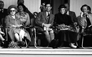The queen Mother, Prince Charles and Princess Diana during the annual Braemar Highland