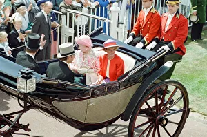 The Queen Mother and Princess Diana attend the first day of the Ascot races