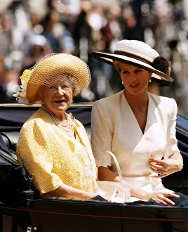 Queen Mother with Princess Diana at Trooping the Colour ceremony in London