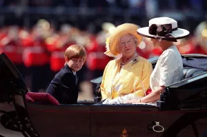 00066 Prints: Queen Mother with Princess Diana at Trooping the Colour ceremony in London