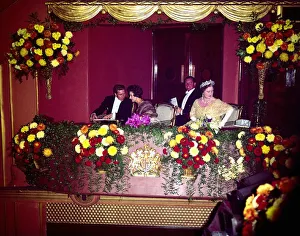The Queen Mother, Princess Margaret and Lord Snowdon at the Royal Variety show