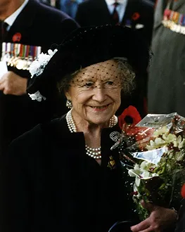 Veil Prints: Queen Mother at Remembrance Service in Westminster Abbey, 1993
