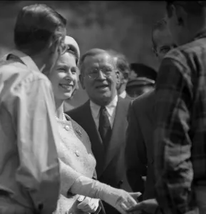 01440 Prints: The Queen and Prince Philip meet miners at Shefferville Iron Mine during her tour of