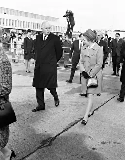The Queen and Princess Anne, pictured at London Heathrow Airport, 2nd March 1970