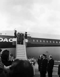 The Queen and Princess Anne, pictured at London Heathrow Airport, 2nd March 1970