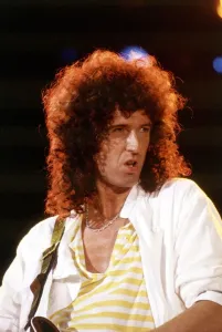 Queen Rock Group Brian May on stage Queen in concert at Wembley Stadium