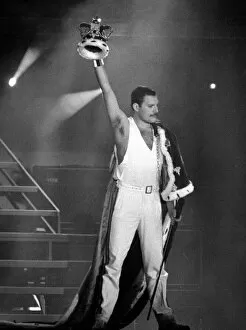 00161 Collection: Queen Rock Group - Freddie Mercury in concert at St James Park in Newcastle. 1986