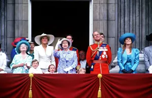 The Queen with royal family on balcolny for trooping of the colour ceremony June