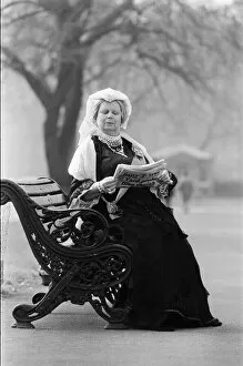 Images Dated 9th March 1987: A Queen Victoria lookalike sitting on a park bench in Kensington Gardens close Royal