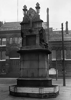 Landmarks Prints: The back of Queen Victoria Memorial with St Helens Town Hall in background, St Helens
