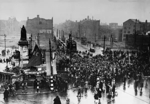 Queen Victoria Square, Hull, Yorkshire on Victory in Europe Day. VE Day