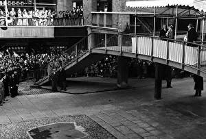 The Queen views the levelling stone in the precinct off Broadgate