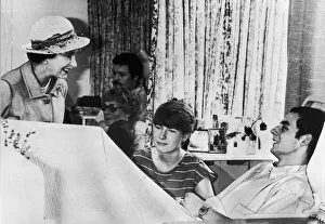The Queen visiting wounded soldiers from the Falklands conflict at a military hospital in
