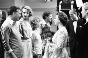 00372 Prints: The Queen visits cast and crew on the set of BBC TV Series The Good Life